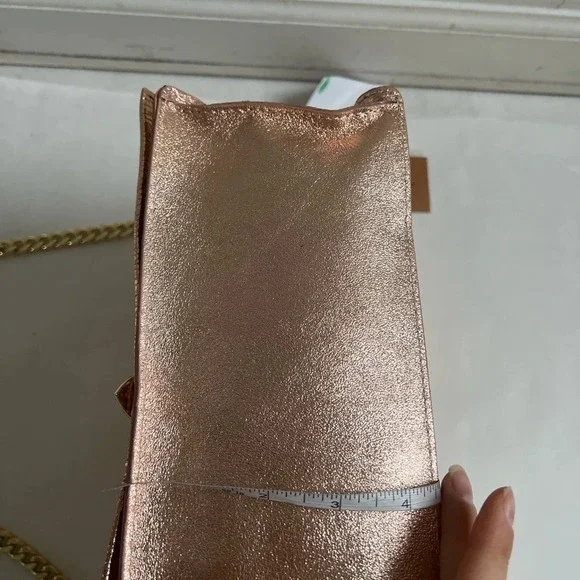 MARC ELLIS Leather Crossbody Shoulder Bag Metallic Pink Made in Italy - Picture 9 of 9